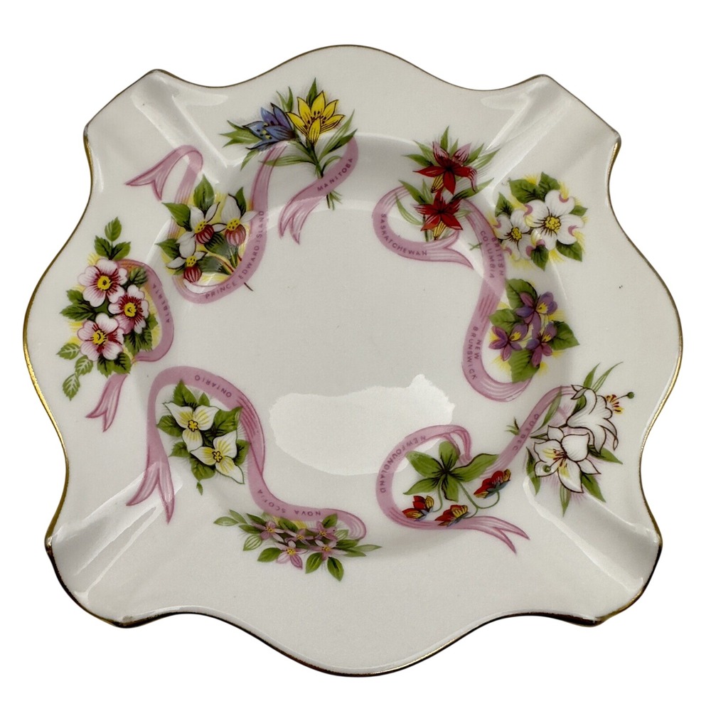 Royal Albert Canada Our Emblems Dear Ashtray Bone China England Flowers Vintage‎